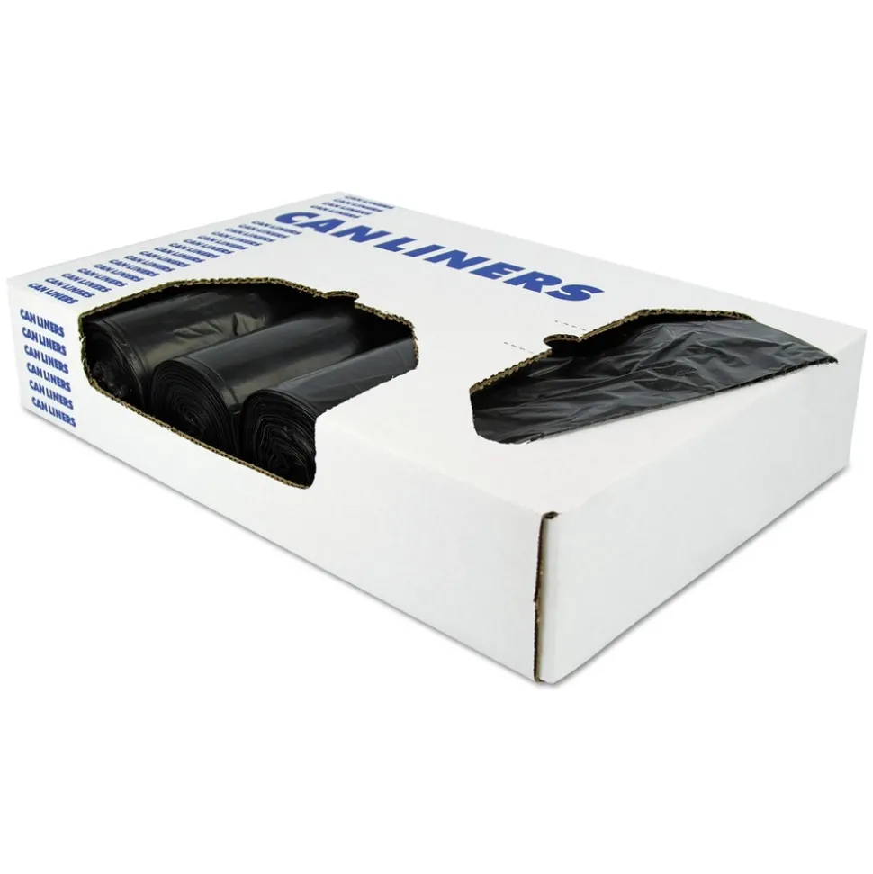Heritage Low Density 56 Gallon 1.5 mil 43 in. x 47 in. Can Liners - Black (100/Carton)