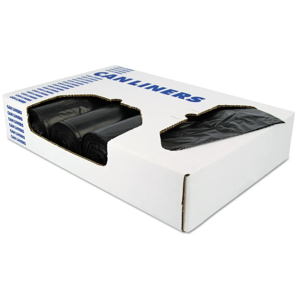 Heritage Low-Density 55 Gallon 1.5 mil 36 in. x 58 in. Repro Can Liners - Black (100/Carton)