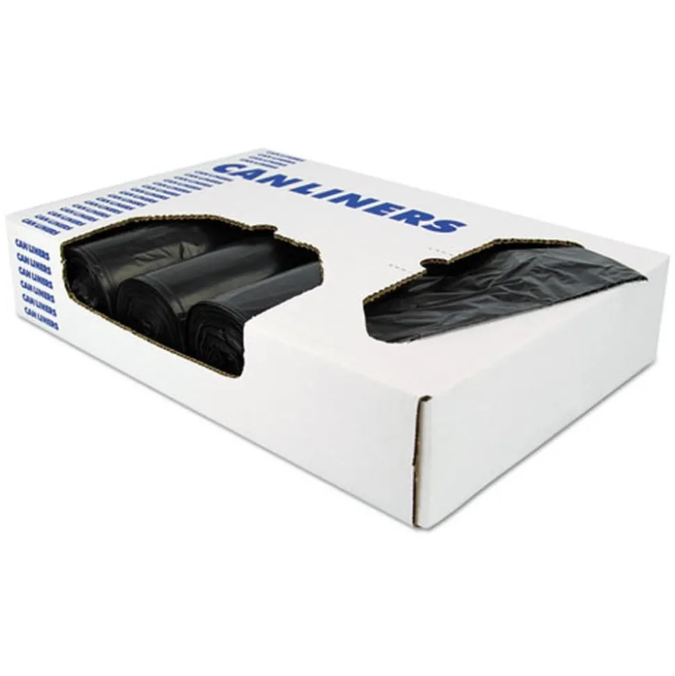 Heritage X8046AK 40 in. x 46 in. 45 Gallon 1.5 mil Reprocessed Resin Can Liners - Black (100/Carton)