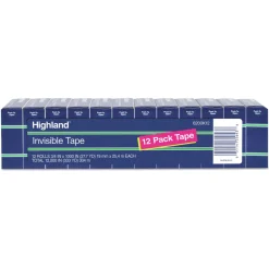Highland 0.75 in. x 83.33 ft. 1 in. Core Invisible Permanent Mending Tape - Clear (12/Pack)