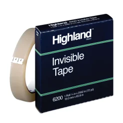 Highland 0.75 in. x 72 yds 3 in. Core Invisible Permanent Mending Tape - Clear (1-Roll)