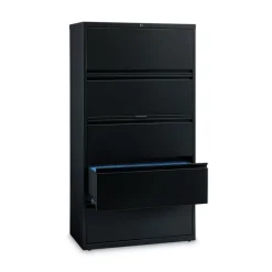 Hirsh Industries 36 in. x 18.62 in. x 67.62 in. 5 Letter/Legal/A4-Size File Drawers Lateral File Cabinet - Black