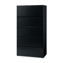 Hirsh Industries 36 in. x 18.62 in. x 67.62 in. 5 Letter/Legal/A4-Size File Drawers Lateral File Cabinet - Black