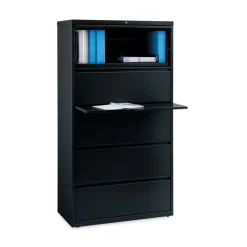 Hirsh Industries 36 in. x 18.62 in. x 67.62 in. 5 Letter/Legal/A4-Size File Drawers Lateral File Cabinet - Black