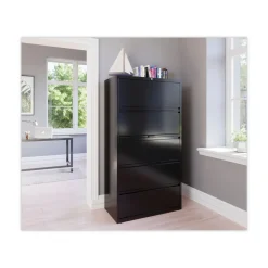 Hirsh Industries 36 in. x 18.62 in. x 67.62 in. 5 Letter/Legal/A4-Size File Drawers Lateral File Cabinet - Black