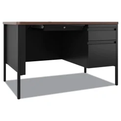 Hirsh Industries 48 in. x 30 in. x 29.5 in. One Right-Hand Pedestal: Box/File Drawers Teachers Pedestal Desks - Walnut/Black