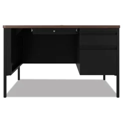 Hirsh Industries 48 in. x 30 in. x 29.5 in. One Right-Hand Pedestal: Box/File Drawers Teachers Pedestal Desks - Walnut/Black