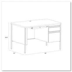 Hirsh Industries 48 in. x 30 in. x 29.5 in. One Right-Hand Pedestal Box/File Drawers Teachers Pedestal Desks - Maple/Black