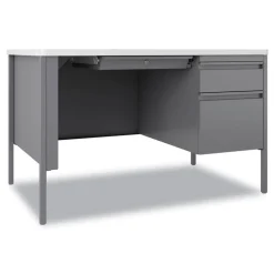 Hirsh Industries 48 in. x 30 in. x 29.5 in. One Right-Hand Pedestal: Box/File Drawers Teachers Pedestal Desks - White/Platinum