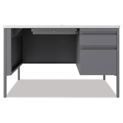 Hirsh Industries 48 in. x 30 in. x 29.5 in. One Right-Hand Pedestal: Box/File Drawers Teachers Pedestal Desks - White/Platinum