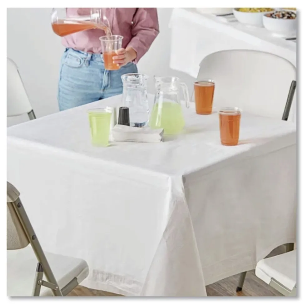 Hoffmaster 72 in. x 72 in. Tissue/Poly Tablecovers - White (25/Carton)