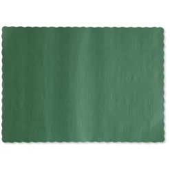 Hoffmaster 9-1/2 in. x 13.50 Solid Color Scalloped Edge Placemats - Hunter Green (1000/Carton)