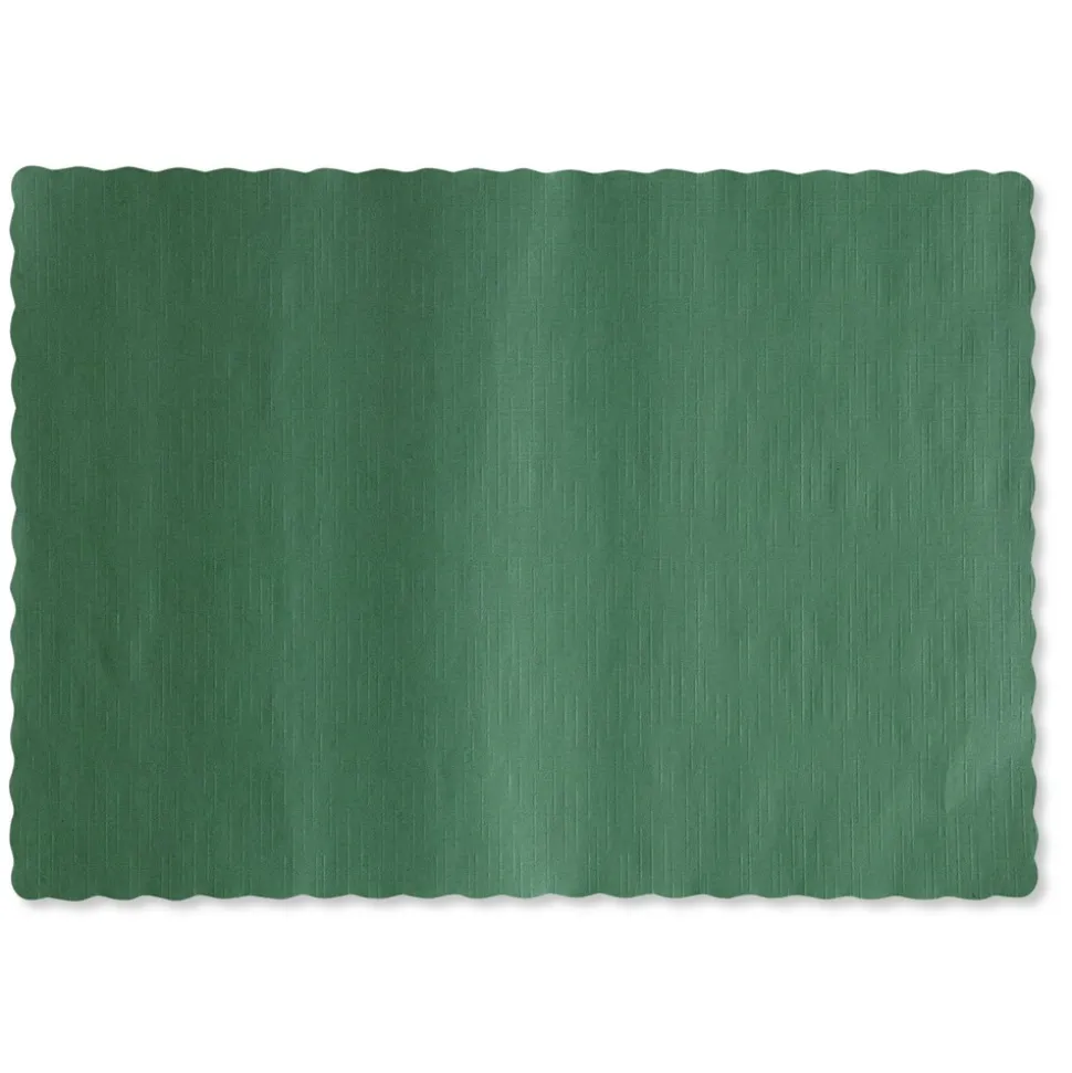 Hoffmaster 9-1/2 in. x 13.50 Solid Color Scalloped Edge Placemats - Hunter Green (1000/Carton)