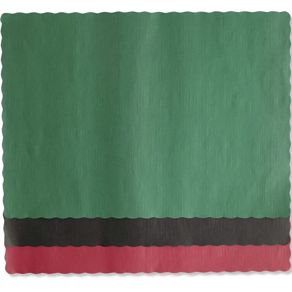Hoffmaster 9-1/2 in. x 13.50 Solid Color Scalloped Edge Placemats - Hunter Green (1000/Carton)