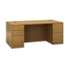HON 72 in. x 36 in. x 29.5 in. 10500 Series Double Full Pedestal Desk - Harvest