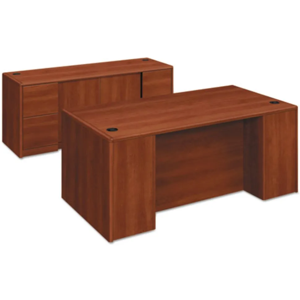 HON 72 in. x 36 in. x 29.5 in. 10700 Series Double Full-Height Pedestal Desk - Cognac