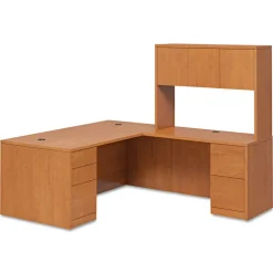 HON 72 in. x 36 in. x 29.5 in. 10500 Series L Workstation Left Pedestal Desk with Full-Height Pedestal - Harvest