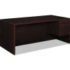 HON 72 in. x 36 in. x 29.5 in. 10500 Series L Workstation Right Pedestal Desk with 3/4-Height Pedestal - Mahogany