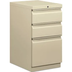 HON 15 in. x 20 in. x 28 in. 3-Drawer Mobile Box/Box/File Pedestal - Putty