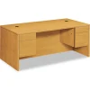 HON 10500 Series 72 in. x 36 in. x 29.5 in. Double 3/4-Height Left and Right Box/File Pedestal Desk - Harvest