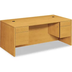 HON 10500 Series 72 in. x 36 in. x 29.5 in. Double 3/4-Height Left and Right Box/File Pedestal Desk - Harvest