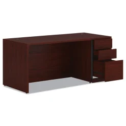 HON 10500 Series 66 in. x 30 in. x 29.5 in. Single Pedestal Desk - Mahogany