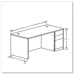 HON 10500 Series 66 in. x 30 in. x 29.5 in. Single Pedestal Desk - Mahogany