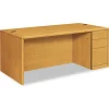 HON 10700 Series 72 in. x 36 in. x 29.5 in. Single Full-Height Right Pedestal Desk - Harvest