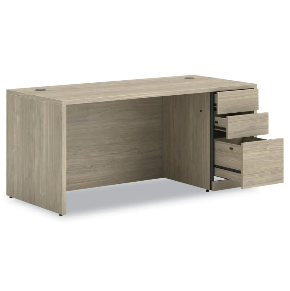 HON 10500 Series 66 in. x 30 in. x 29.5 in. Single Pedestal Desk - Kingswood Walnut