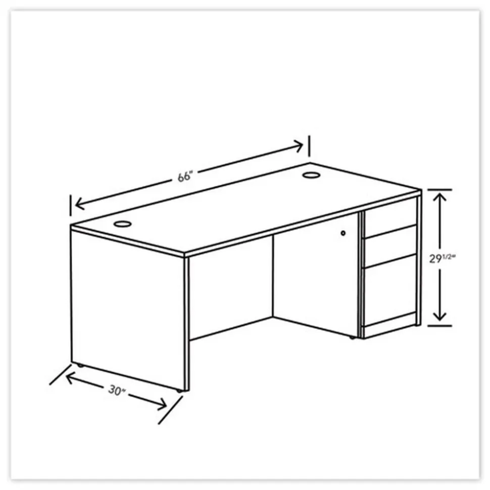 HON 10500 Series 66 in. x 30 in. x 29.5 in. Single Pedestal Desk - Kingswood Walnut