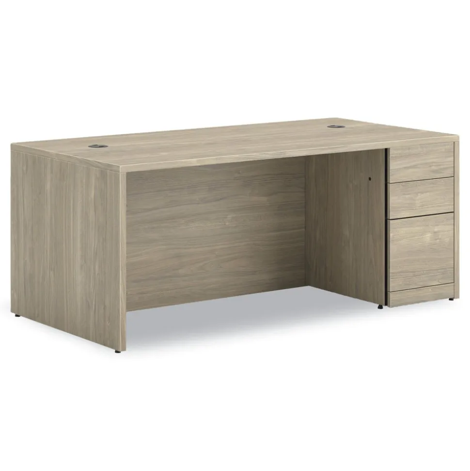 HON 10500 Series 72 in. x 36 in. x 29.5 in. Single Full-Height Pedestal Desk - Kingswood Walnut