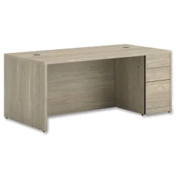 HON 10500 Series 72 in. x 36 in. x 29.5 in. Single Full-Height Pedestal Desk - Kingswood Walnut