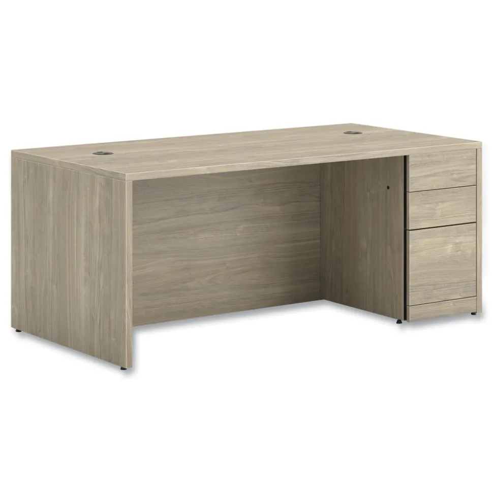 HON 10500 Series 72 in. x 36 in. x 29.5 in. Single Full-Height Pedestal Desk - Kingswood Walnut