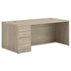 HON 10500 Series 72 in. x 36 in. x 29.5 in. Single Full-Height Pedestal Desk - Kingswood Walnut