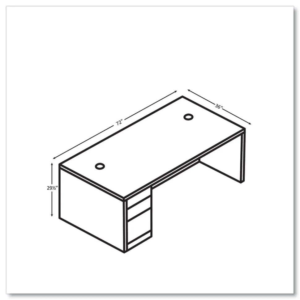 HON 10500 Series 72 in. x 36 in. x 29.5 in. Single Full-Height Pedestal Desk - Kingswood Walnut