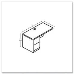 HON 10500 Series Full-Height Right Pedestal 48 in. x 24 in. x 29.5 in. Return - Kingswood Walnut