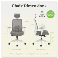 HON Altern Mesh Back Task Chair, 17.95 to 21.1 Seat Height, Gray Seat, Gray/White Back, White Base
