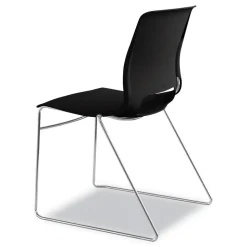 HON Between Seated-Height X-Base with 30 in. Diameter Between Round Table Top and Motivate High-Density Stacking Chair Bundle (4 Chairs/Carton)