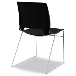 HON Between Seated-Height X-Base with 30 in. Diameter Between Round Table Top and Motivate High-Density Stacking Chair Bundle (4 Chairs/Carton)