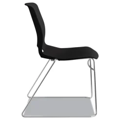 HON Between Seated-Height X-Base with 30 in. Diameter Between Round Table Top and Motivate High-Density Stacking Chair Bundle (4 Chairs/Carton)