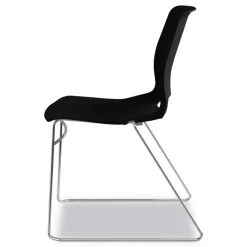 HON Between Seated-Height X-Base with 30 in. Diameter Between Round Table Top and Motivate High-Density Stacking Chair Bundle (4 Chairs/Carton)