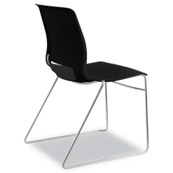 HON Between Seated-Height X-Base with 30 in. Diameter Between Round Table Top and Motivate High-Density Stacking Chair Bundle (4 Chairs/Carton)