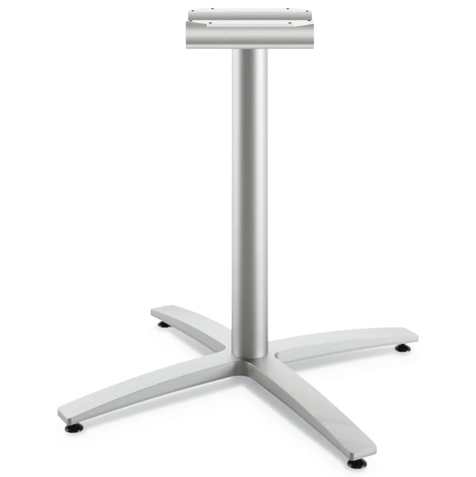 HON Between Seated-Height X-Base with 30 in. Diameter Between Round Table Top and Motivate High-Density Stacking Chair Bundle (4 Chairs/Carton)