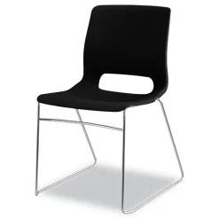 HON Between Seated-Height X-Base with 30 in. Diameter Between Round Table Top and Motivate High-Density Stacking Chair Bundle (4 Chairs/Carton)