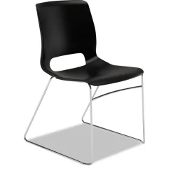 HON Between Seated-Height X-Base with 30 in. Diameter Between Round Table Top and Motivate High-Density Stacking Chair Bundle (4 Chairs/Carton)