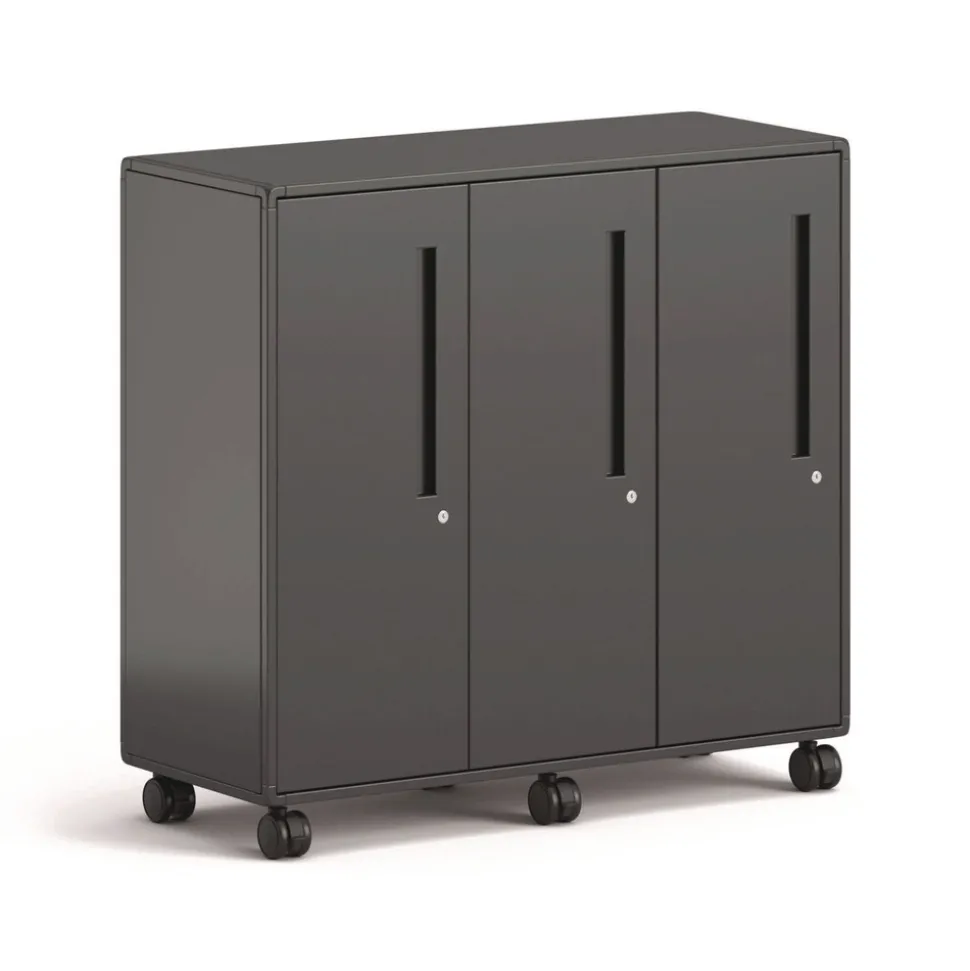 HON Class-ifi 46.63 in. x 18.75 in. x 44.13 in. Three-Wide Tote Storage Cabinet - Charcoal Gray