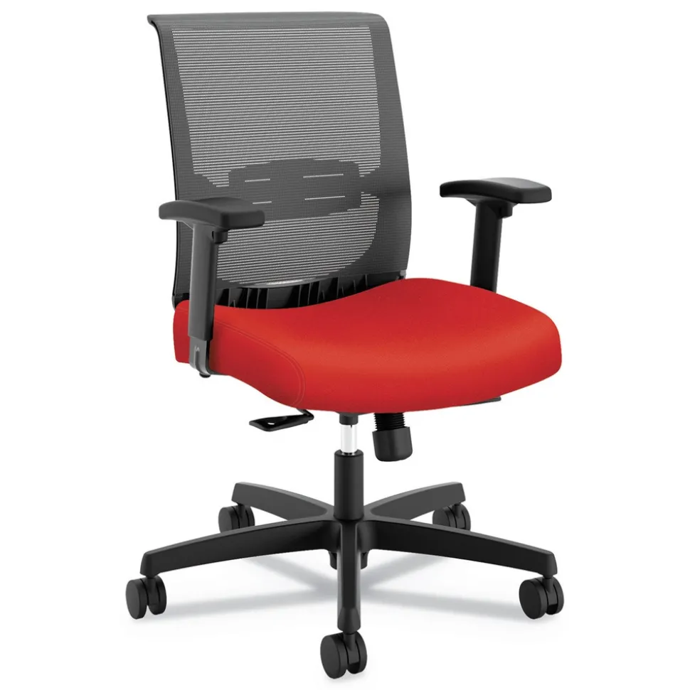HON Convergence 275 lbs. Capacity Synchro-Tilt Mid-Back Task Chair - Red/Black