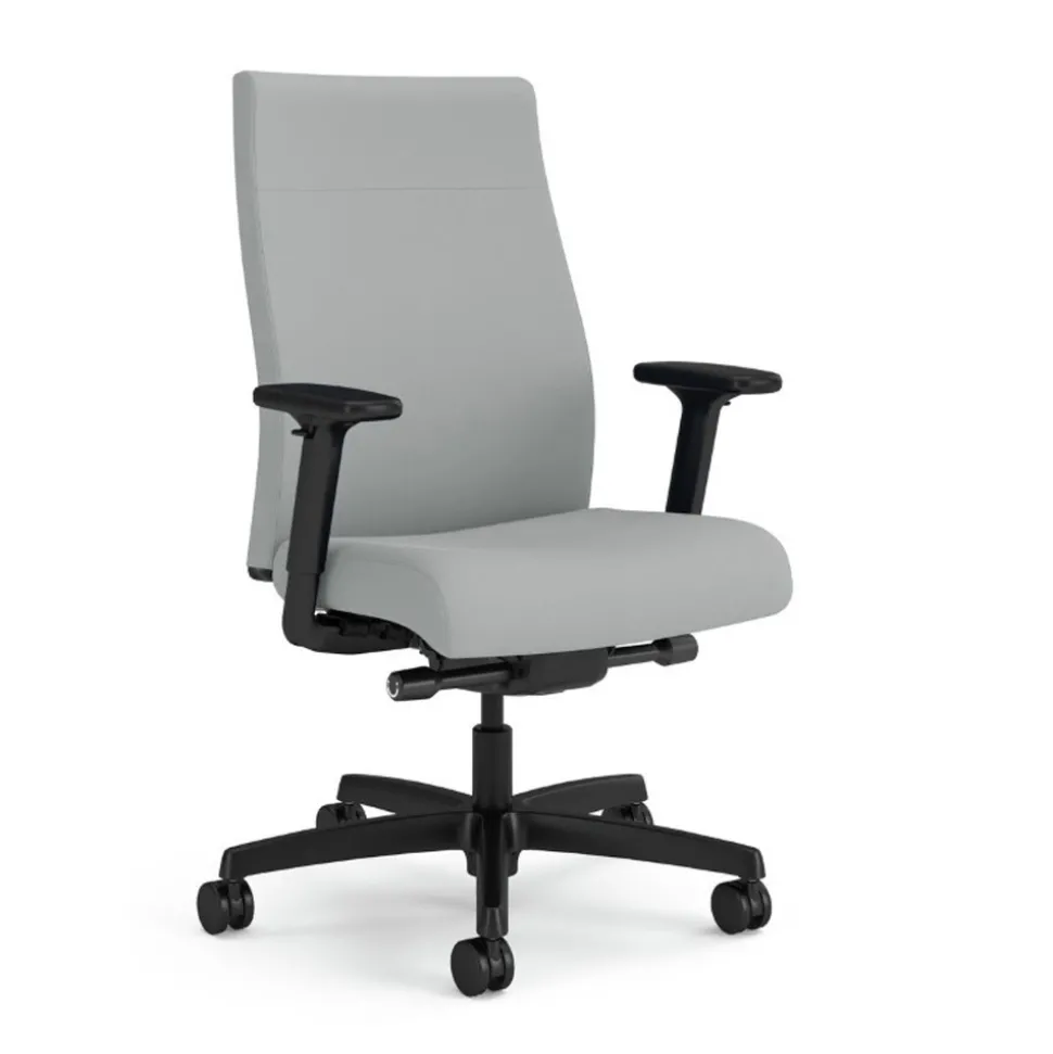 HON Ignition 2.0 17 in. to 21.5 in. Seat Height Vinyl Upholstered Mid-Back Task Chair - Flint Seat/Back/Black Base