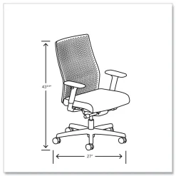 HON Ignition 2.0 ReActiv 17.25 in. to 21.75 in. Seat Height Mid-Back Task Chair - Basalt Vinyl Seat/Charcoal Back/Black Base