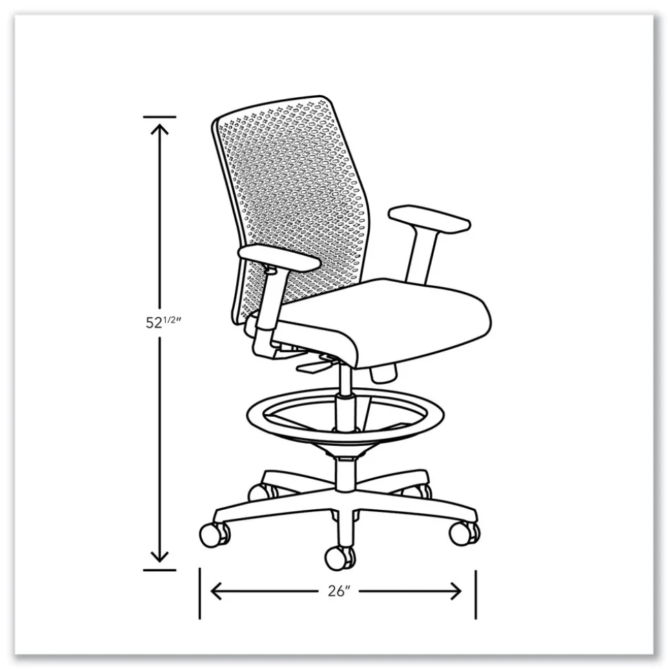 HON Ignition 2.0 ReActiv 22.88 in. to 31.75 in. Seat Height Low-Back Task Stool - Elysian Seat/Charcoal Back/Black Base